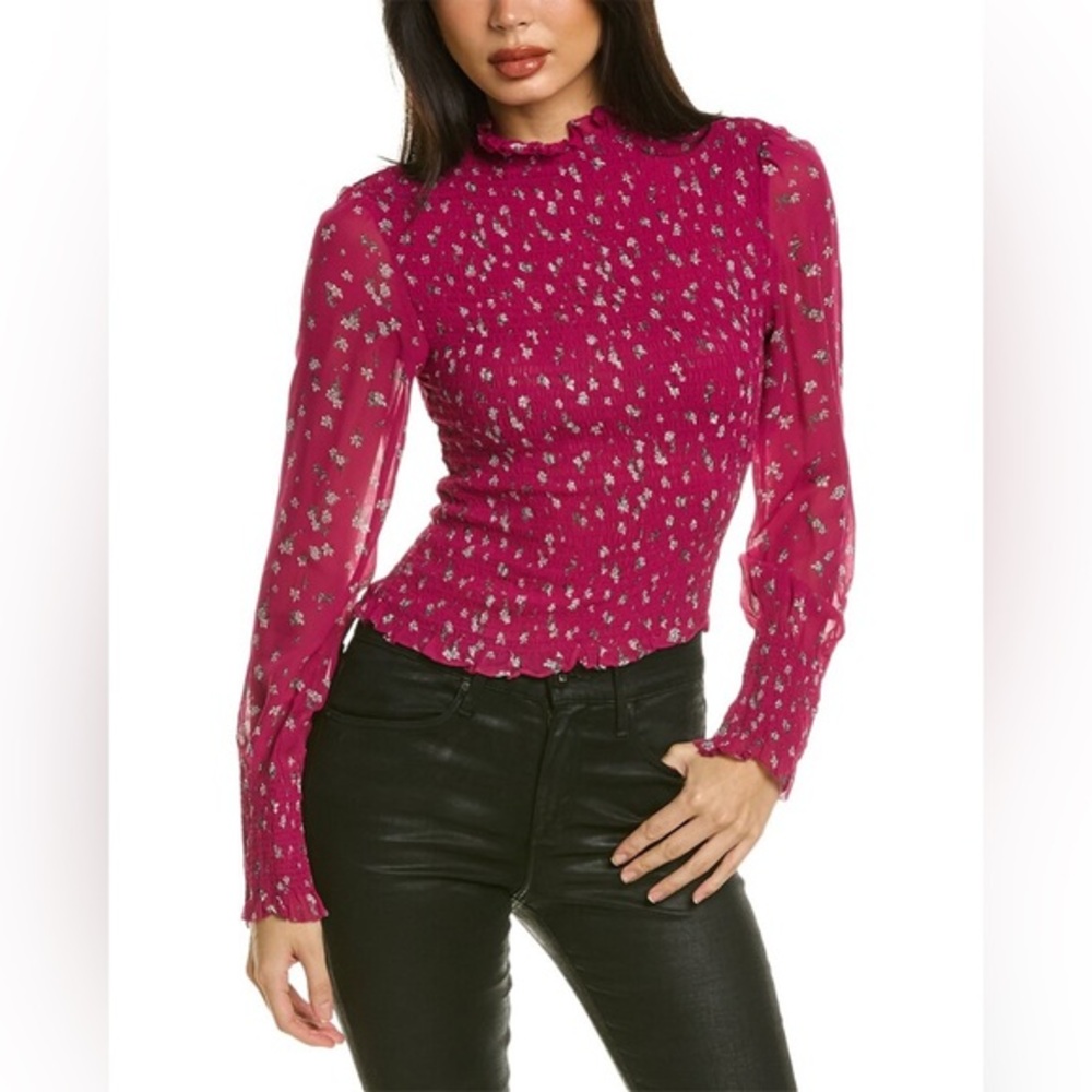 RAG & BONE Kayden Floral Blouse In Pink size S
